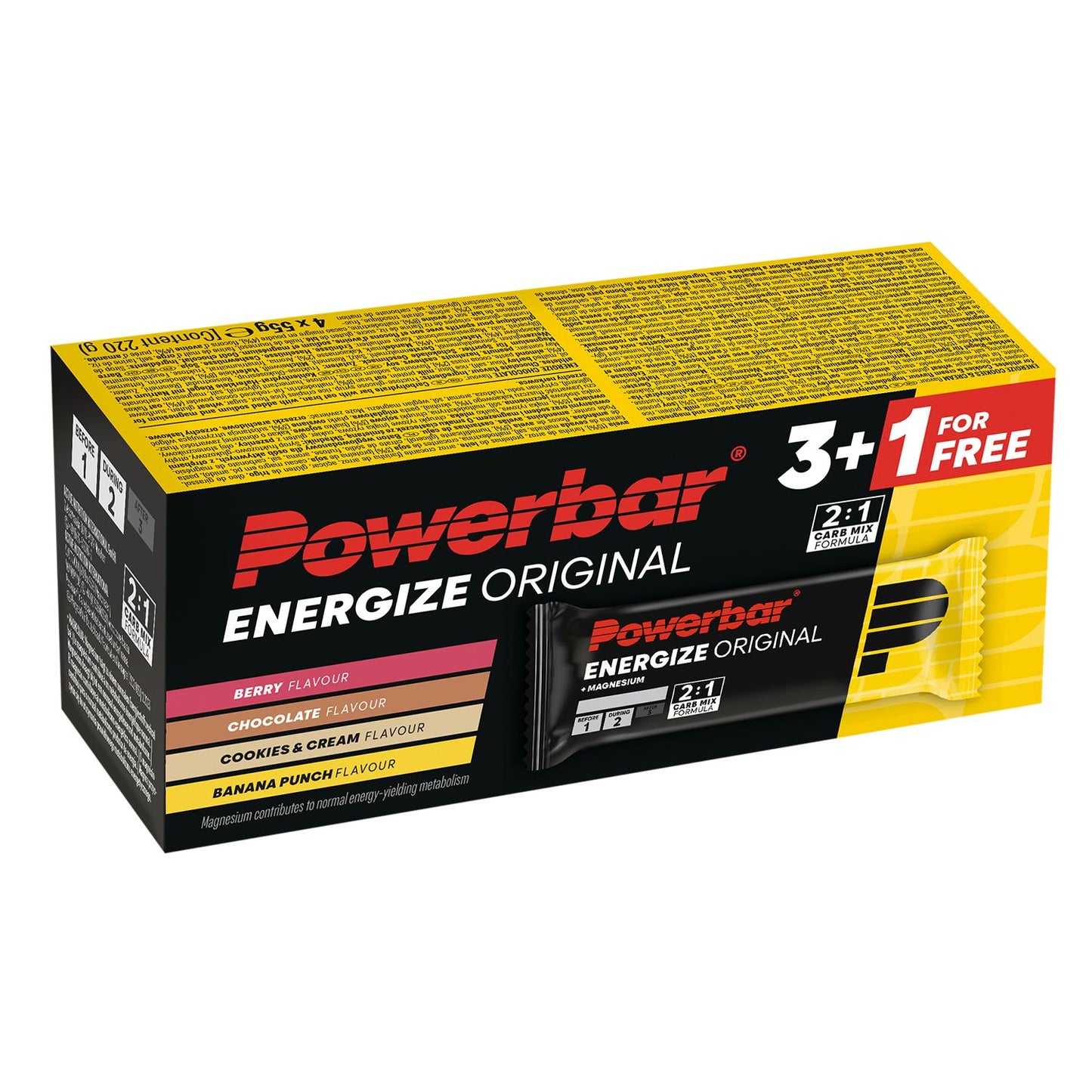 PowerBar Energize MultiPack 3+1 (Chocolat + Cookies & Cream + Banane + Baies)